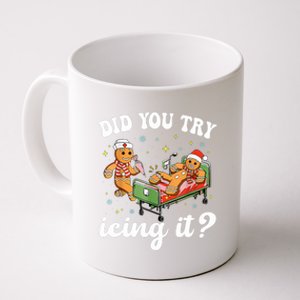 Funny Christmas Nurse Gingerbread Man Did You Try Icing It Coffee Mug