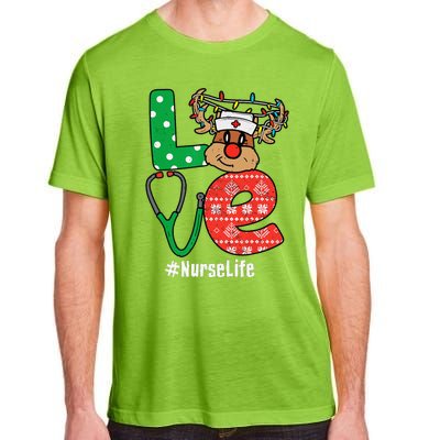 Funny Christmas Nurse Stethoscope Christmas Reindeer Nurse Adult ChromaSoft Performance T-Shirt