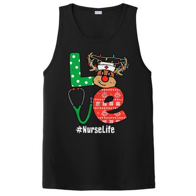 Funny Christmas Nurse Stethoscope Christmas Reindeer Nurse PosiCharge Competitor Tank