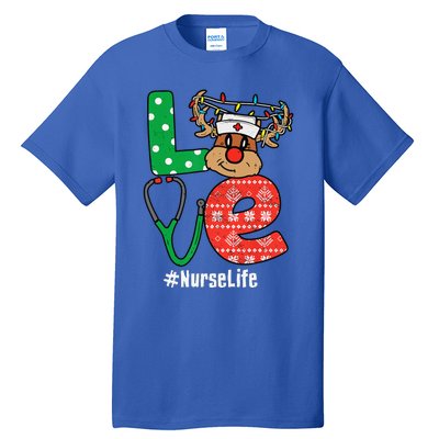 Funny Christmas Nurse Stethoscope Christmas Reindeer Nurse Tall T-Shirt