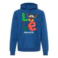 Funny Christmas Nurse Stethoscope Christmas Reindeer Nurse Premium Hoodie