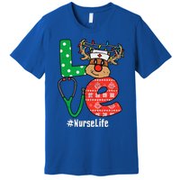 Funny Christmas Nurse Stethoscope Christmas Reindeer Nurse Premium T-Shirt