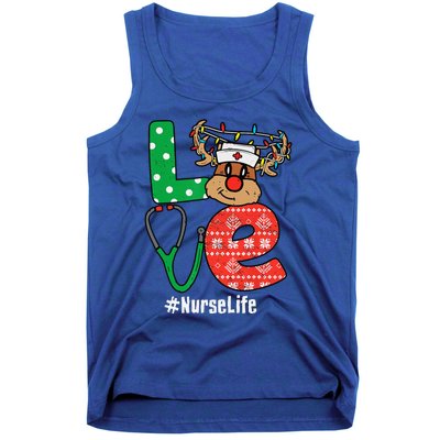 Funny Christmas Nurse Stethoscope Christmas Reindeer Nurse Tank Top