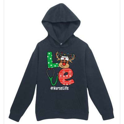 Funny Christmas Nurse Stethoscope Christmas Reindeer Nurse Urban Pullover Hoodie