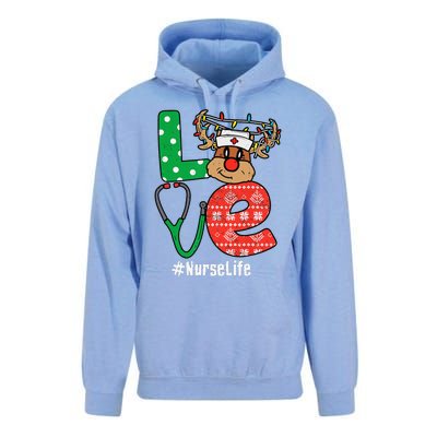 Funny Christmas Nurse Stethoscope Christmas Reindeer Nurse Unisex Surf Hoodie