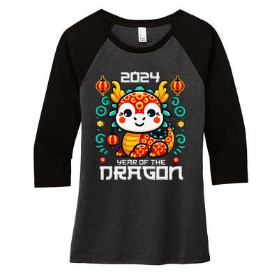 Funny Chinese New Year 2024 Year Of The Dragon 2024 Women's Tri-Blend 3/4-Sleeve Raglan Shirt