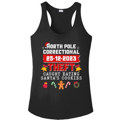 Funny Christmas North Pole Correctional Theft Caught Eating SantaS Cookies Ladies PosiCharge Competitor Racerback Tank