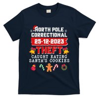 Funny Christmas North Pole Correctional Theft Caught Eating SantaS Cookies T-Shirt