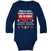 Funny Christmas North Pole Correctional Theft Caught Eating SantaS Cookies Baby Long Sleeve Bodysuit