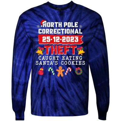 Funny Christmas North Pole Correctional Theft Caught Eating SantaS Cookies Tie-Dye Long Sleeve Shirt