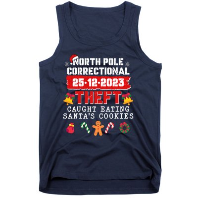 Funny Christmas North Pole Correctional Theft Caught Eating SantaS Cookies Tank Top