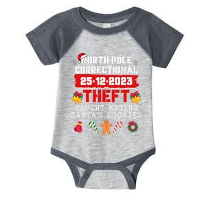 Funny Christmas North Pole Correctional Theft Caught Eating SantaS Cookies Infant Baby Jersey Bodysuit