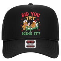 Funny Christmas Nurse Gingerbread Man Did You Try Icing It High Crown Mesh Back Trucker Hat