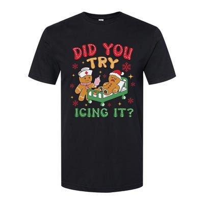 Funny Christmas Nurse Gingerbread Man Did You Try Icing It Softstyle CVC T-Shirt