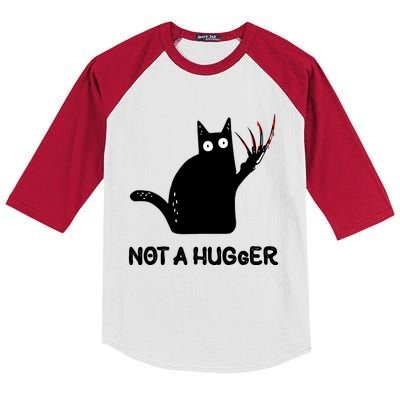 Funny Cat Not A Hugger Sarcastic Cat Saying Humor Joke Kids Colorblock Raglan Jersey