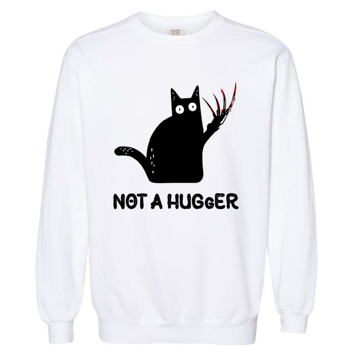 Funny Cat Not A Hugger Sarcastic Cat Saying Humor Joke Garment-Dyed Sweatshirt