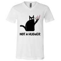 Funny Cat Not A Hugger Sarcastic Cat Saying Humor Joke V-Neck T-Shirt