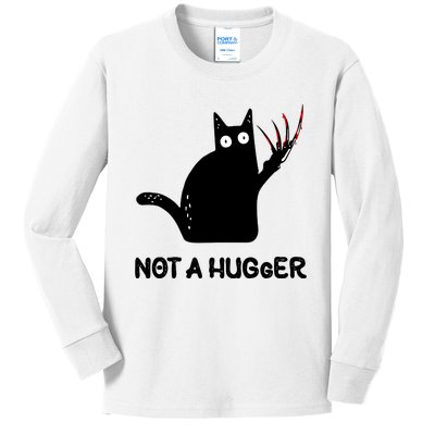 Funny Cat Not A Hugger Sarcastic Cat Saying Humor Joke Kids Long Sleeve Shirt