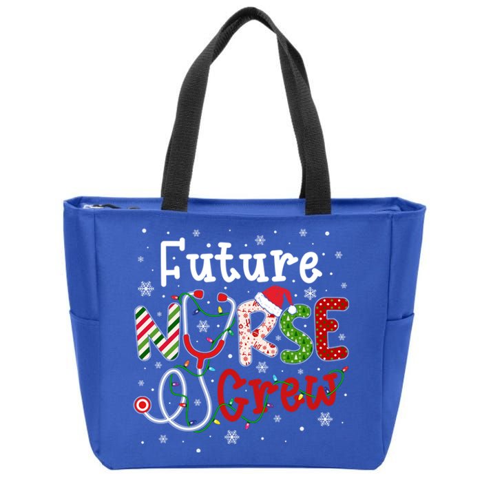 Future Christmas Nurse Crew Funny Nursing Christmas Pattern Gift Zip Tote Bag