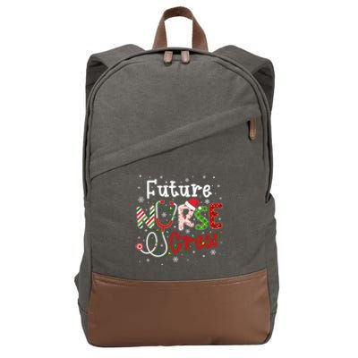 Future Christmas Nurse Crew Funny Nursing Christmas Pattern Gift Cotton Canvas Backpack