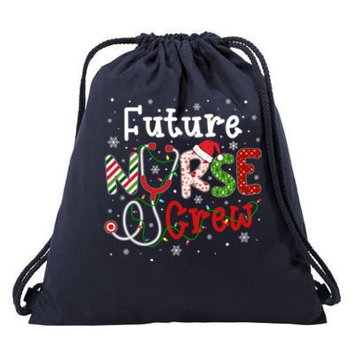 Future Christmas Nurse Crew Funny Nursing Christmas Pattern Gift Drawstring Bag