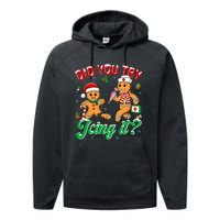 Funny Christmas Nurse Did You Try Icing It Gingerbread Man Performance Fleece Hoodie