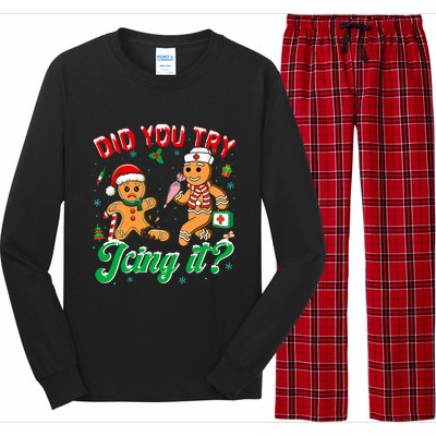 Funny Christmas Nurse Did You Try Icing It Gingerbread Man Long Sleeve Pajama Set