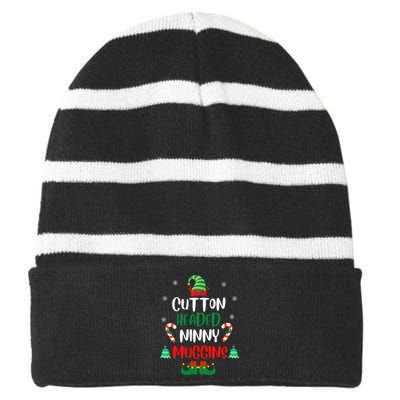 Funny Chistmas Ninny Muggins! Cotton Headed Elf Matching Striped Beanie with Solid Band