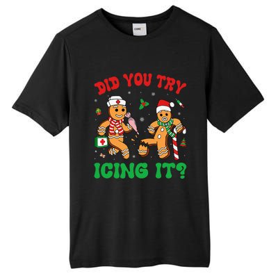 Funny Christmas Nurse Did You Try Icing It Gingerbread Man Tall Fusion ChromaSoft Performance T-Shirt