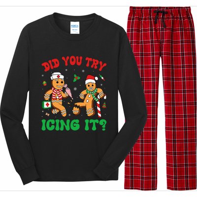 Funny Christmas Nurse Did You Try Icing It Gingerbread Man Long Sleeve Pajama Set