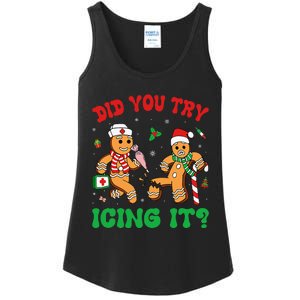 Funny Christmas Nurse Did You Try Icing It Gingerbread Man Ladies Essential Tank