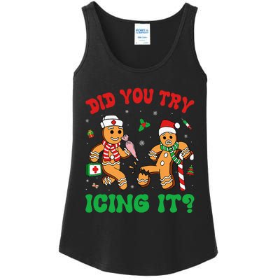 Funny Christmas Nurse Did You Try Icing It Gingerbread Man Ladies Essential Tank