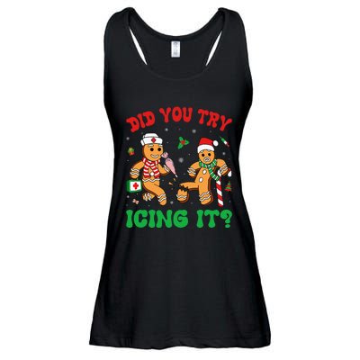 Funny Christmas Nurse Did You Try Icing It Gingerbread Man Ladies Essential Flowy Tank