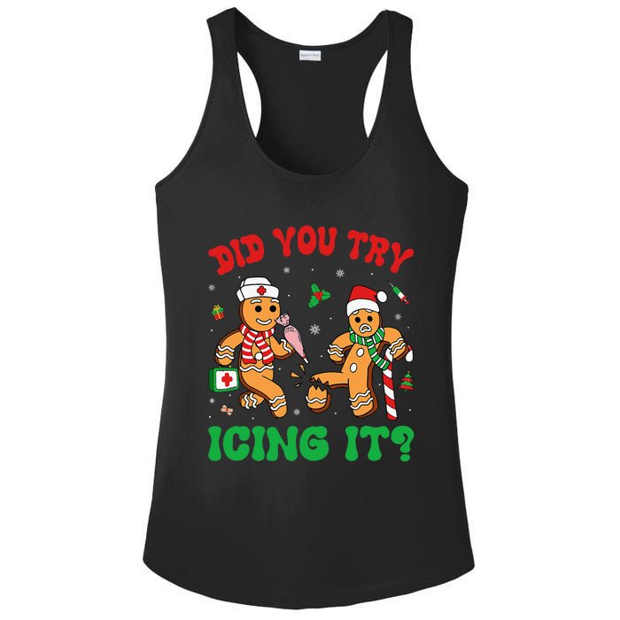 Funny Christmas Nurse Did You Try Icing It Gingerbread Man Ladies PosiCharge Competitor Racerback Tank