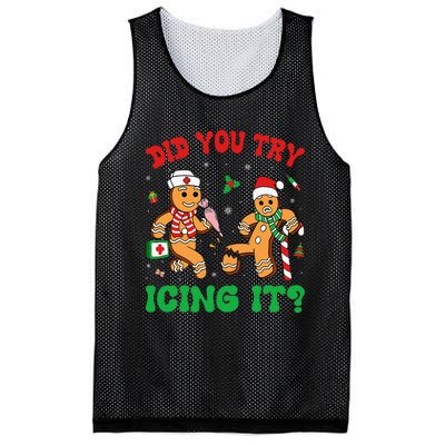 Funny Christmas Nurse Did You Try Icing It Gingerbread Man Mesh Reversible Basketball Jersey Tank