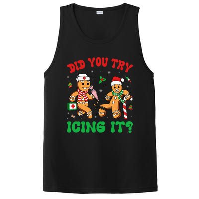 Funny Christmas Nurse Did You Try Icing It Gingerbread Man PosiCharge Competitor Tank