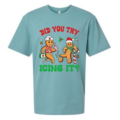 Funny Christmas Nurse Did You Try Icing It Gingerbread Man Sueded Cloud Jersey T-Shirt