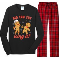 Funny Christmas Nurse Gingerbread Man Did You Try Icing It Long Sleeve Pajama Set