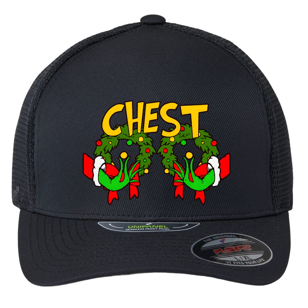 Funny Chest Nuts Couples Matching Christmas Humor Boobs Adult Joke Flexfit Unipanel Trucker Cap