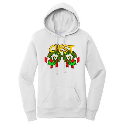 Funny Chest Nuts Couples Matching Christmas Humor Boobs Adult Joke Women's Pullover Hoodie