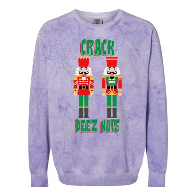 Funny Christmas Nutcracker Design Crack Deez Nuts Colorblast Crewneck Sweatshirt