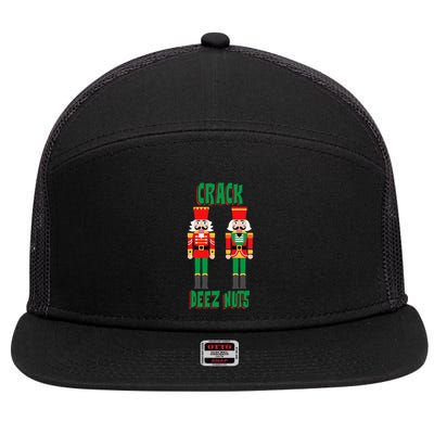 Funny Christmas Nutcracker Design Crack Deez Nuts 7 Panel Mesh Trucker Snapback Hat