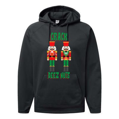 Funny Christmas Nutcracker Design Crack Deez Nuts Performance Fleece Hoodie