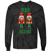 Funny Christmas Nutcracker Design Crack Deez Nuts Tie-Dye Long Sleeve Shirt