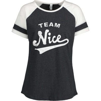 Funny Christmas Naughty or Nice Team Nice Enza Ladies Jersey Colorblock Tee