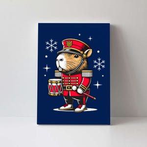 Funny Capybara Nutcracker Christmas Drummer Capybara Canvas