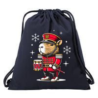 Funny Capybara Nutcracker Christmas Drummer Capybara Drawstring Bag
