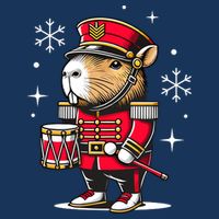 Funny Capybara Nutcracker Christmas Drummer Capybara Flat Bill Trucker Hat