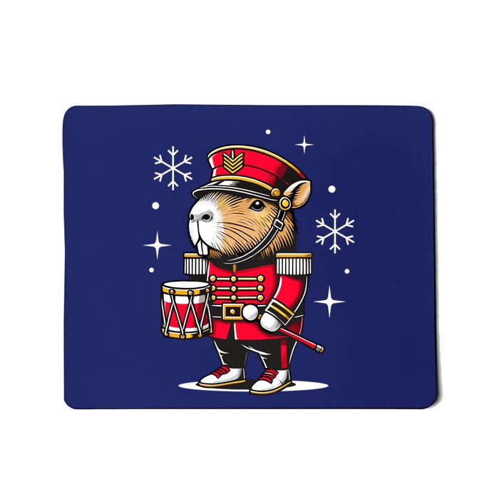 Funny Capybara Nutcracker Christmas Drummer Capybara Mousepad