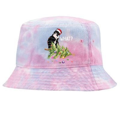 Funny Christmas Naughty Cat Cute Xmas Pajamas For Cat Lover Gift Tie-Dyed Bucket Hat